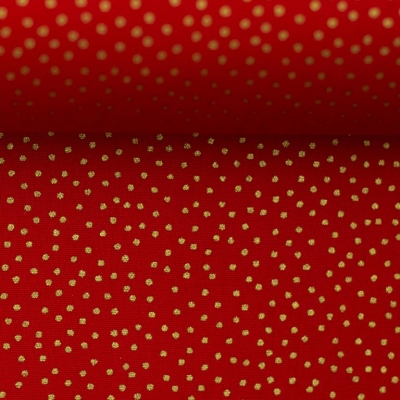 Baumwolle "Neuss" | rot | goldene Punkte